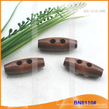 Bouton Toggle en bois naturel naturel pour vêtements BN8110